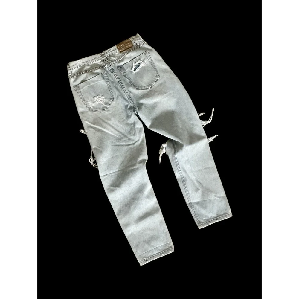 ONE TEASPOON Women's 27 Light Wash Boyfriend Distressed Denim Jeans Aritzia Cali
